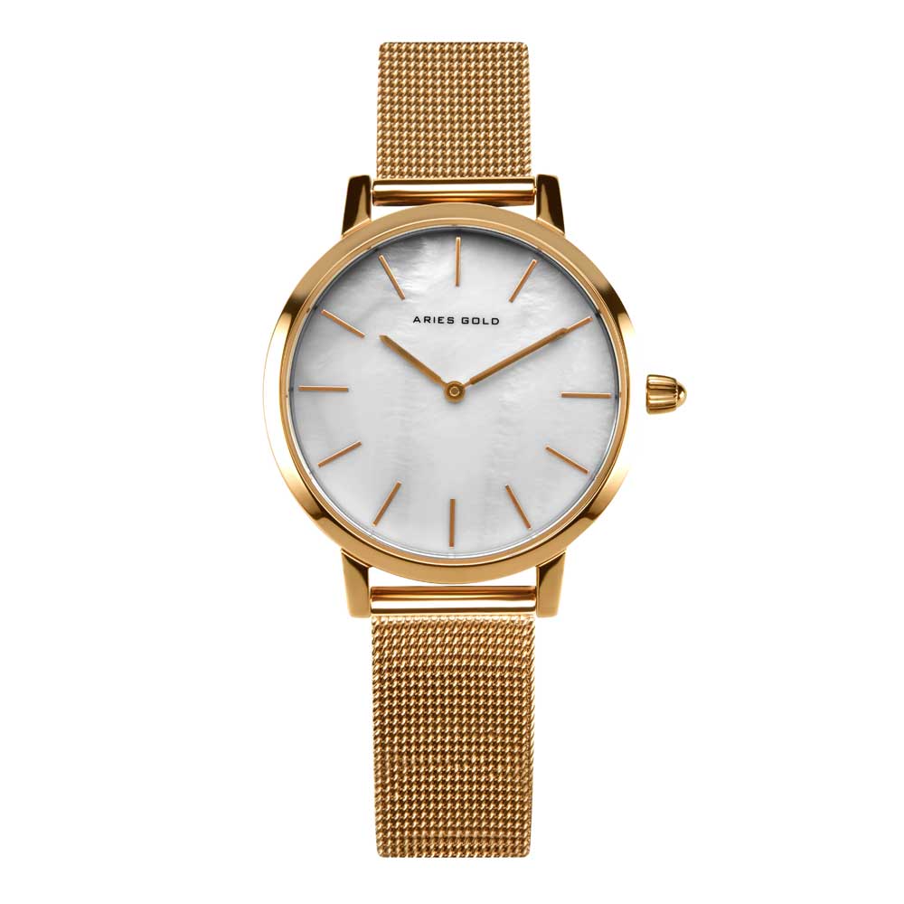 ARIES GOLD COSMO GOLD STAINLESS STEEL L 1024 G-MP MESH STRAP WOMEN'S WATCH